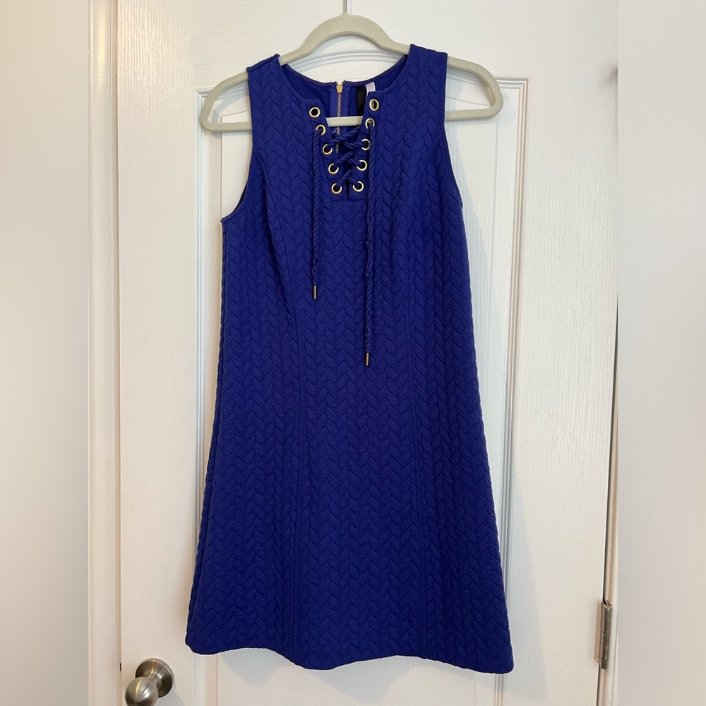 Kenzie Blue Corded A-Line Dress
